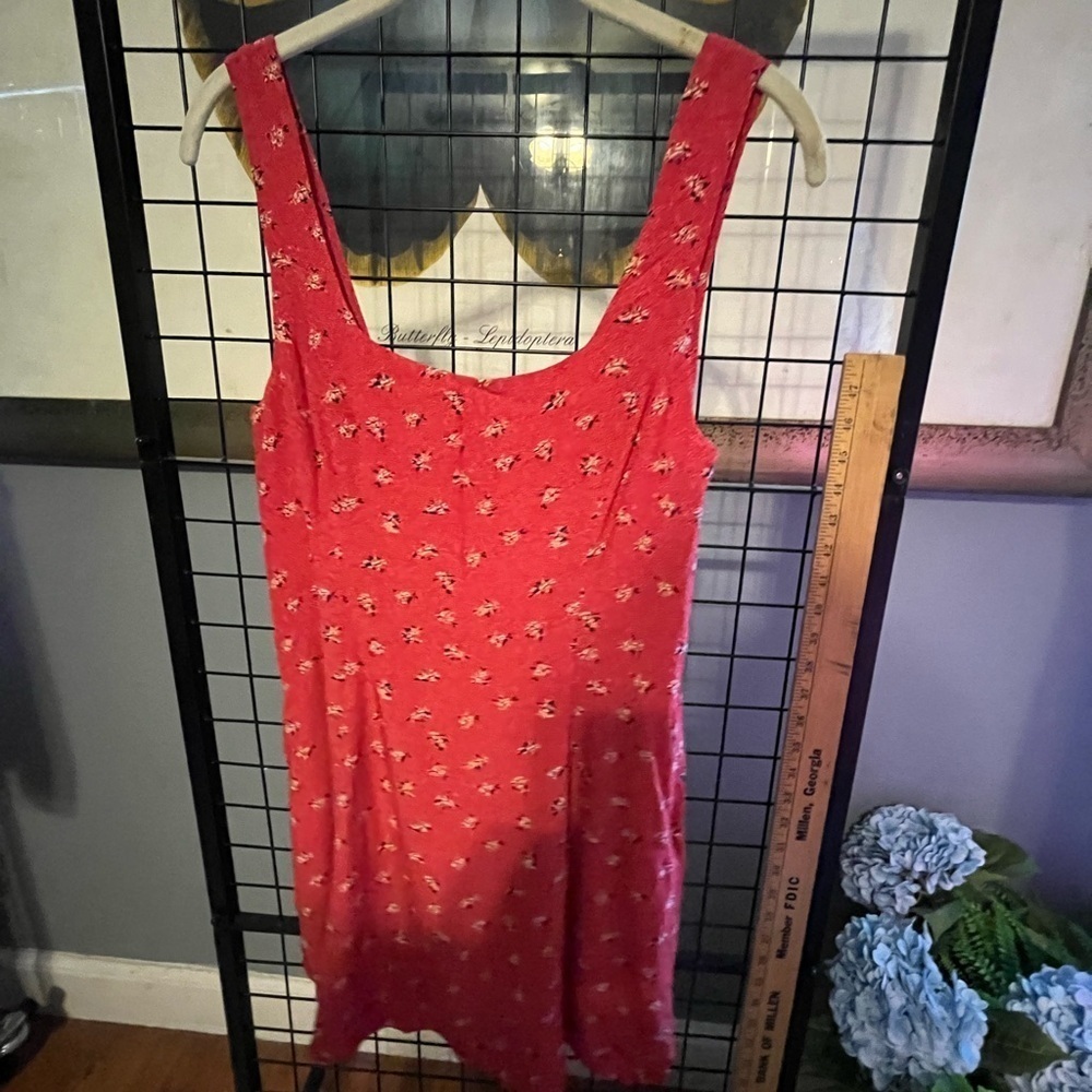 Floral Red Sleeveless Dress by Rumored New